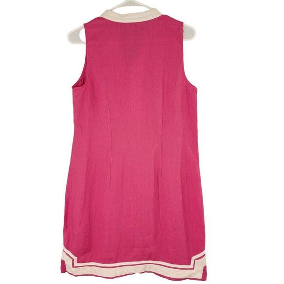 Crown and Ivy Kurta 100% Linen Pink Midi Dress Womens 4 Sleeveless Barbie - Picture 2 of 7